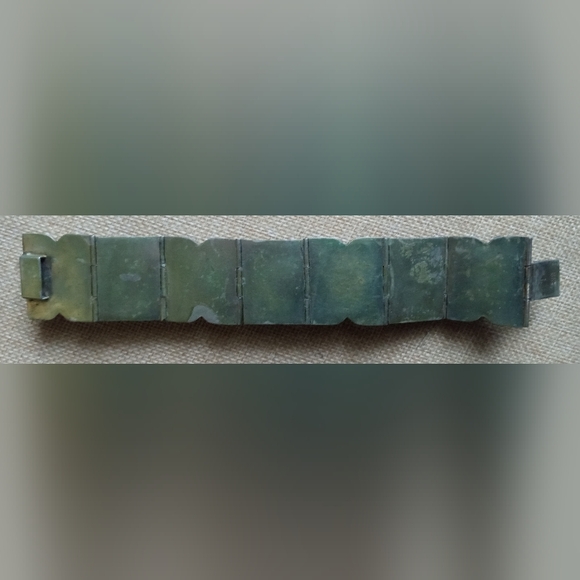 Sterling Silver Vintage Heavy 40's Mexico Aztec Faces Signed Link Bracelet - Picture 15 of 15